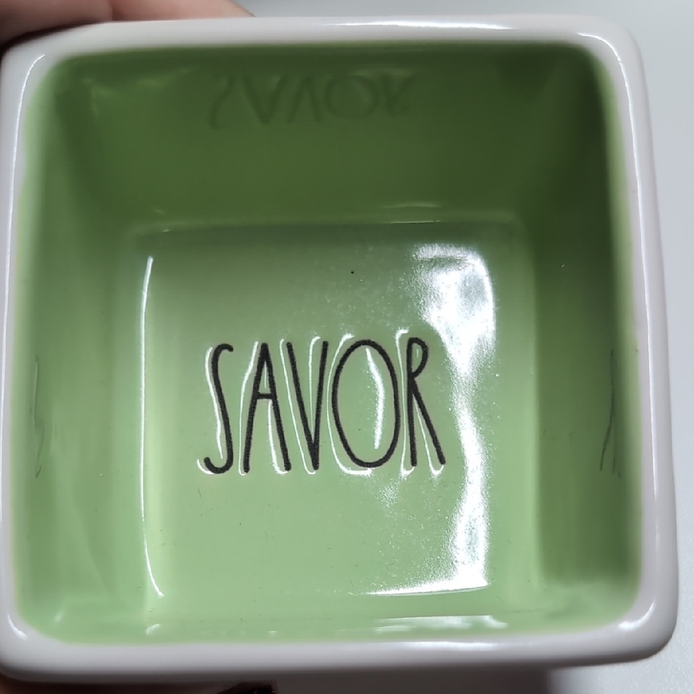 Green Ceramic Savor and Enjoy Bowls by Rae Dunn - Picture 11 of 12